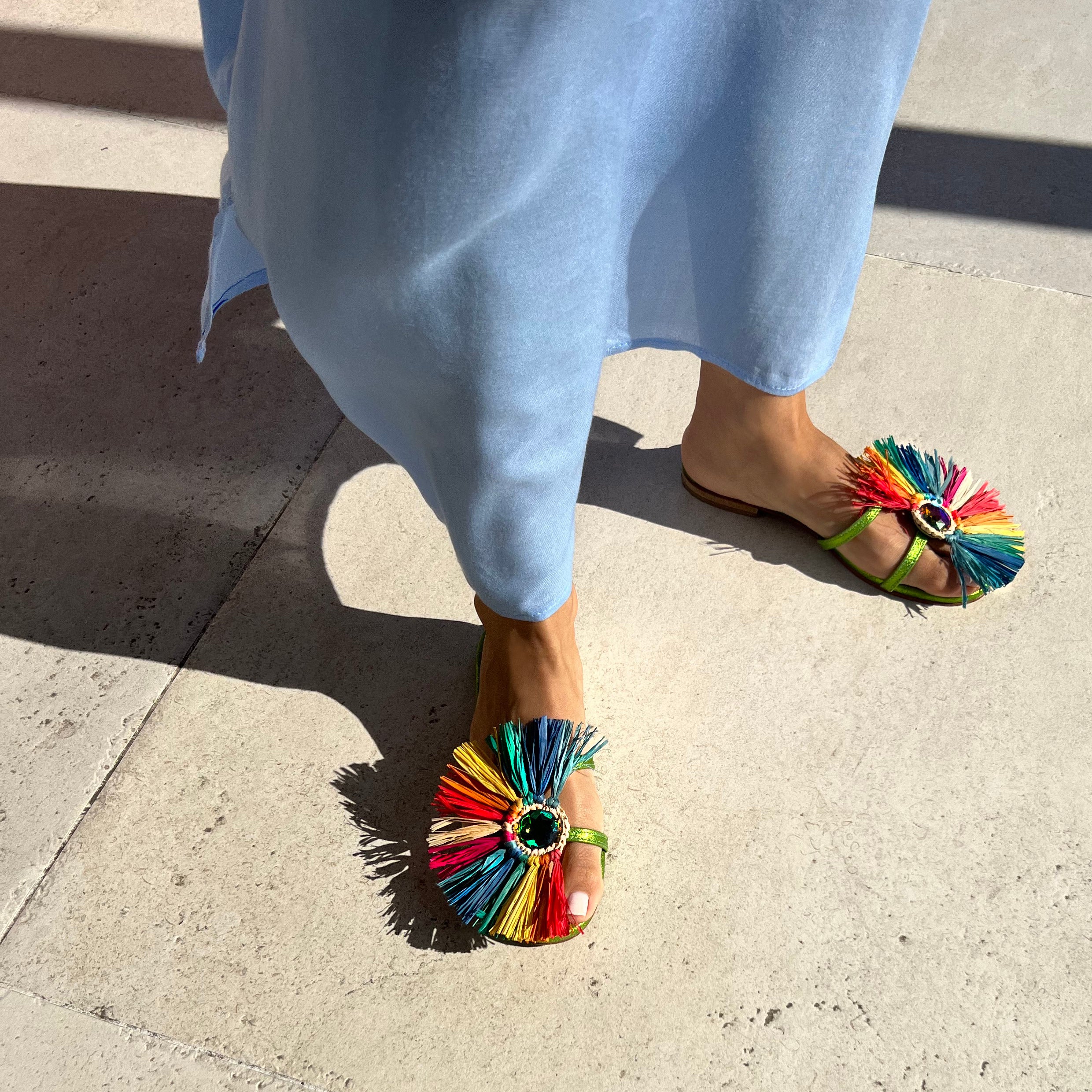 Flat Rainbow Raffia Sandals: Virgie | Alexis Isabel – Alexis Isabel