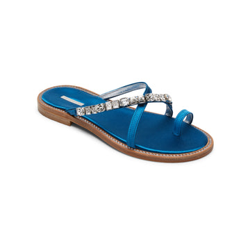 Alma Blue Satin Sandals