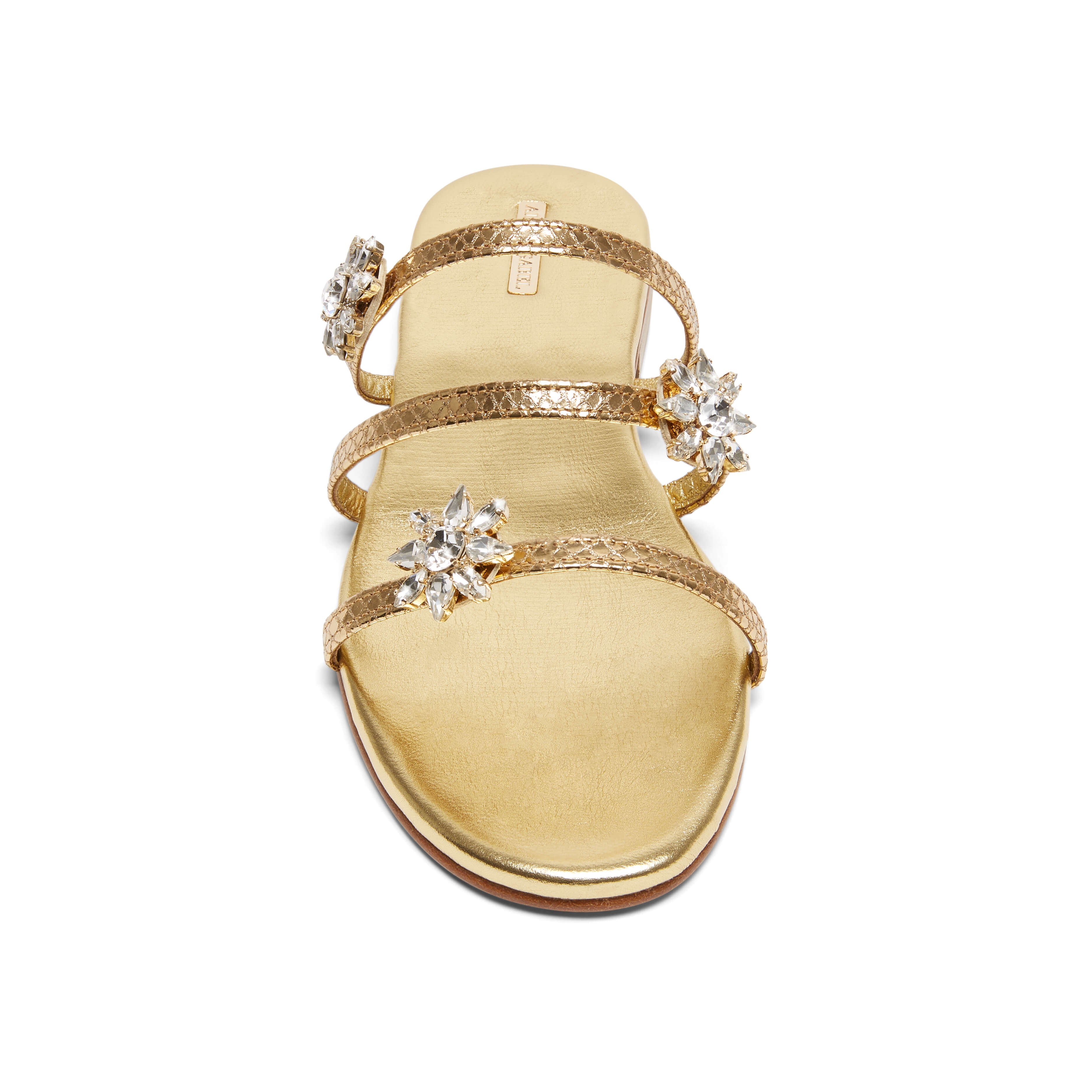 Jeweled Gold Sandals - Leather Slides: Supernova | Alexis Isabel