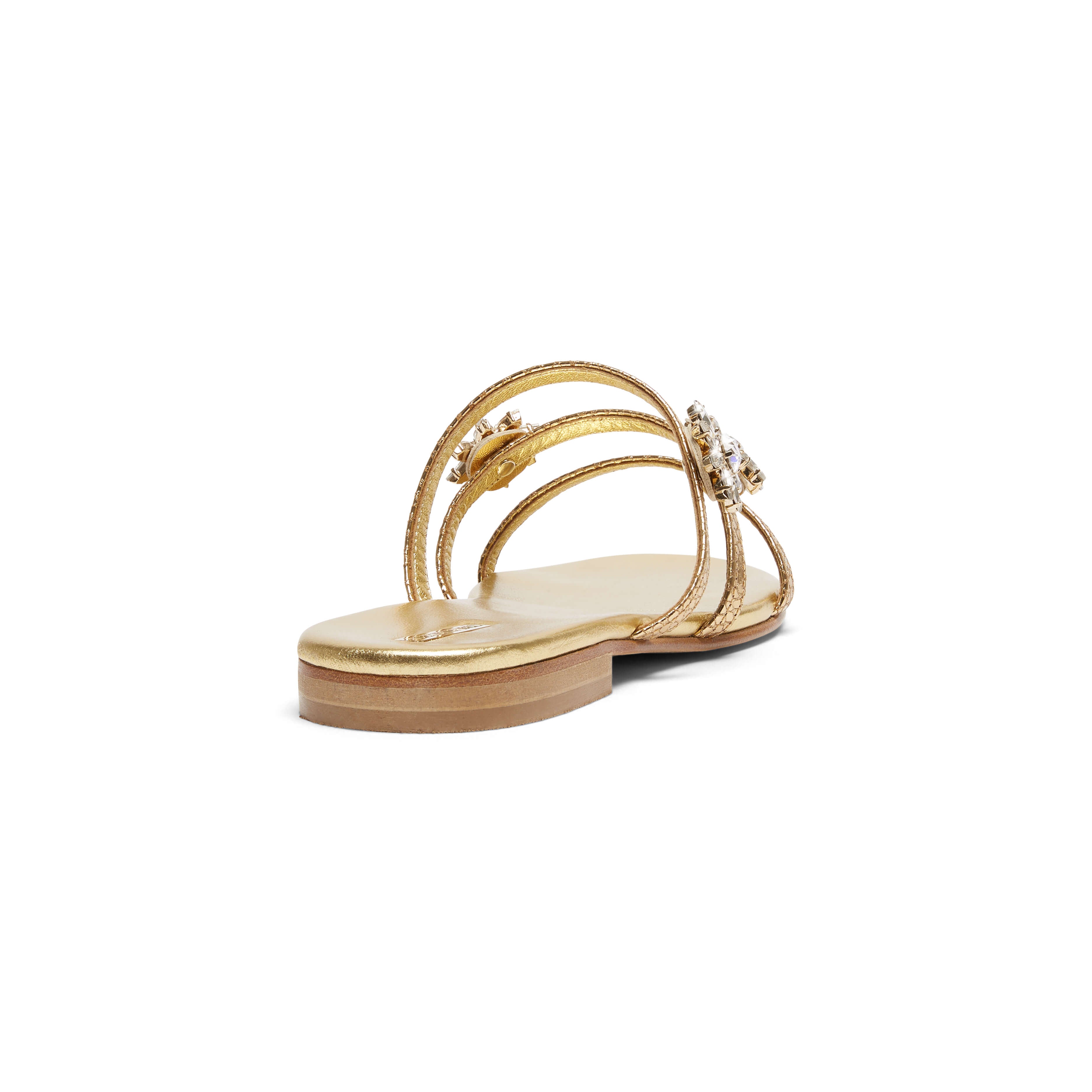 Jeweled Gold Sandals - Leather Slides: Supernova | Alexis Isabel