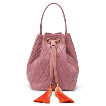 Front view Mikó bag in quilted mauve leather