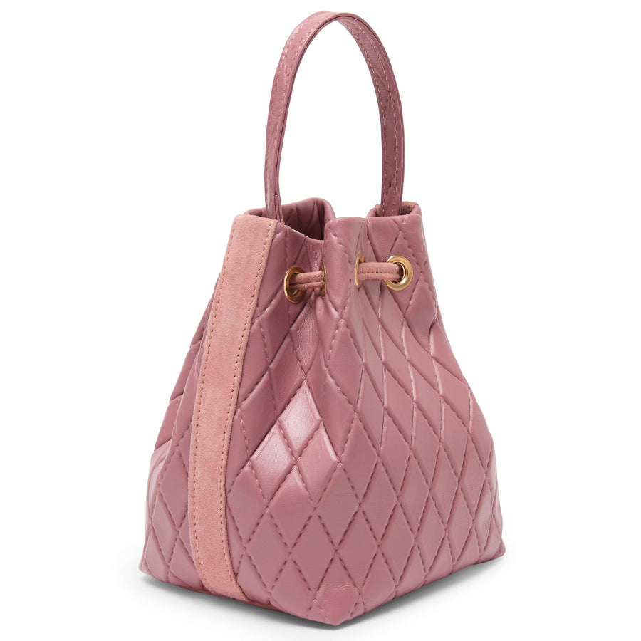Side view Mikó bag in quilted mauve leather