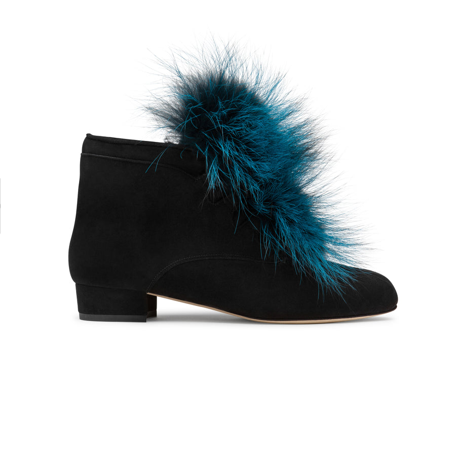 Black suede ankle boot: Lush