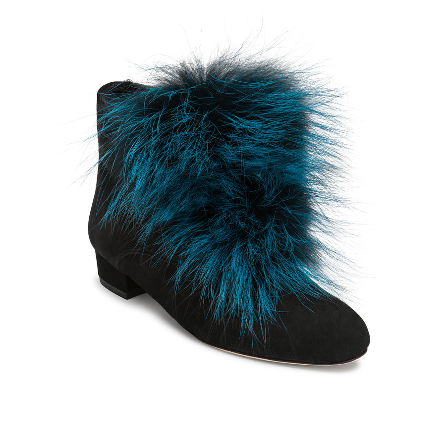 Black suede ankle boot: Lush